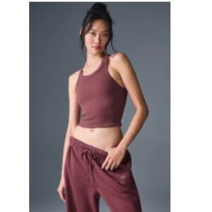 Goddess Ribbed Go-To Tank - Burgundy Truffle